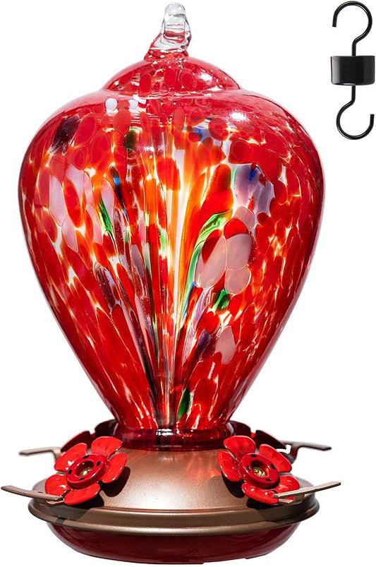 🌺 Brighten Mom's Day with this Stunning 34OZ Hand Blown Glass Hummingbird Feeder! Perfect for Outdoor Decor & Comes with an Ant Moat! 🐦💖 #GiftsForMom #HummingbirdLove #BackyardBliss