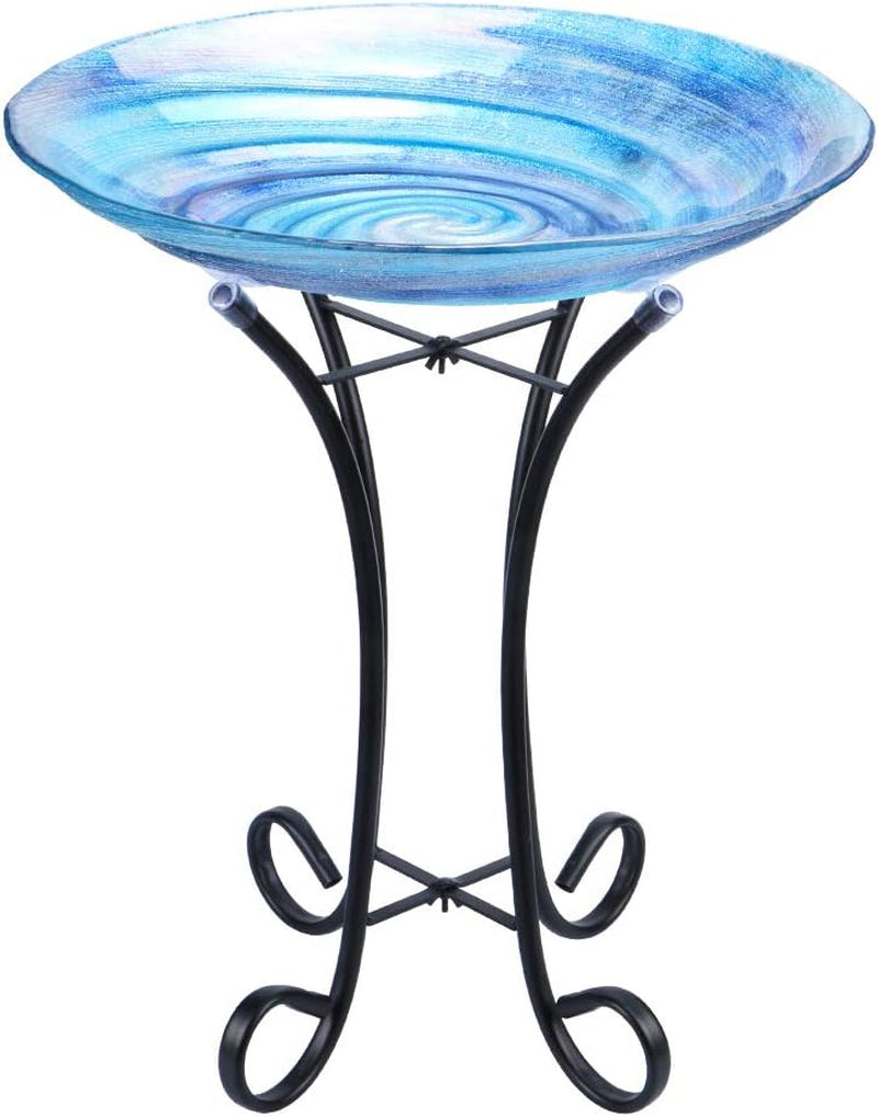 "Transform Your Garden with the Stunning MUMTOP Outdoor Glass Birdbath! 🌼🕊️ Perfect for Lawn & Yard Decor - 18” Dia & 21.65” Tall!"