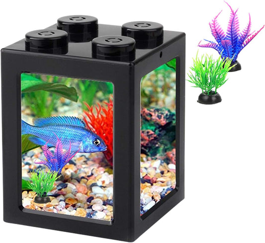 "🌟 Transform Your Space with This Adorable Mini Betta Fish Tank! 🐟✨ Stackable Cube Design + Cute Decor = Perfect Home for Your Fish! 🖤 #AquariumLove #BettaFish"