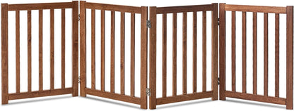 "Keep Your Furry Friends Safe with the Stylish LZRS Freestanding Hardwood Pet Gate! 🐾✨ Perfect for Doorways & Stairs - 24" Height, 2 Panels of Natural Wood! #PetSafety #HomeDecor"