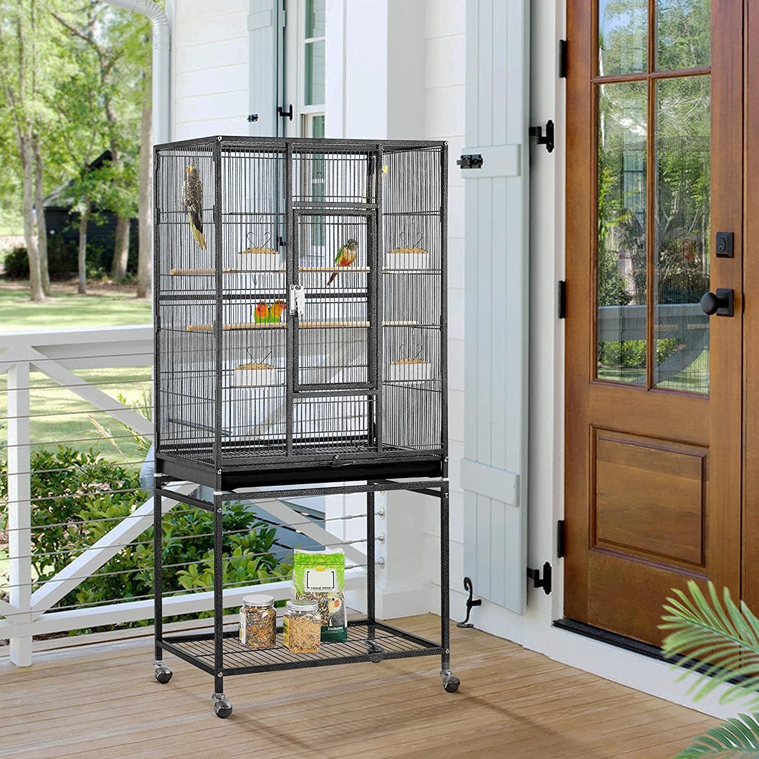 "🏰✨ Elevate Your Feathered Friends' Home! Check out the Yaheetech 54-Inch Wrought Iron Bird Cage - Perfect for Parrots, Parakeets & More! 🦜💚 #BirdCage #PetLovers"