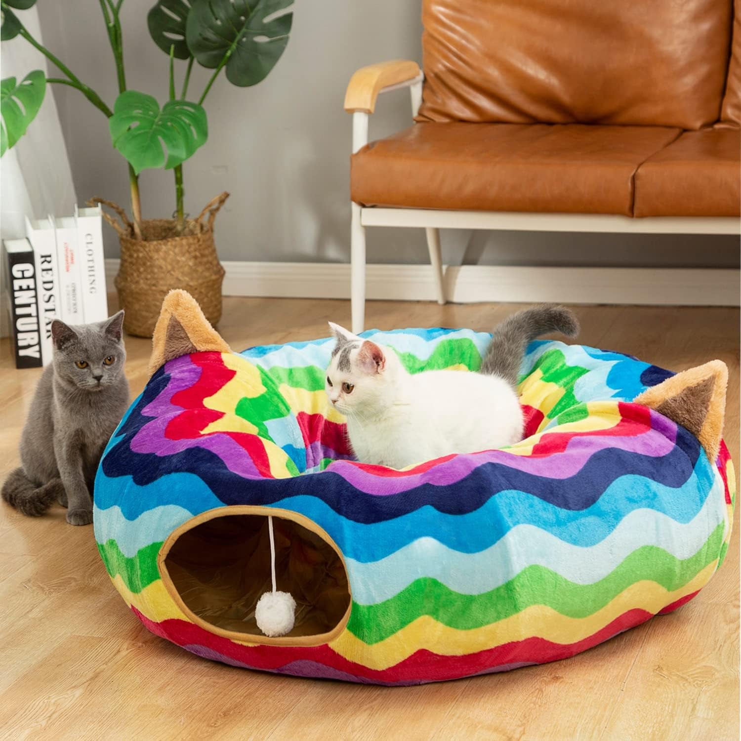 🌟 Treat your fur babies to the ultimate playtime paradise! 🐾✨ Check out the LUCKITTY Large Cat Tunnel Bed - plush, cozy, and oh-so-fun with fluffy toy balls and a comfy cushion! Perfect for cats and small dogs! 🐱🐶💖 #CatLovers #PetParadise