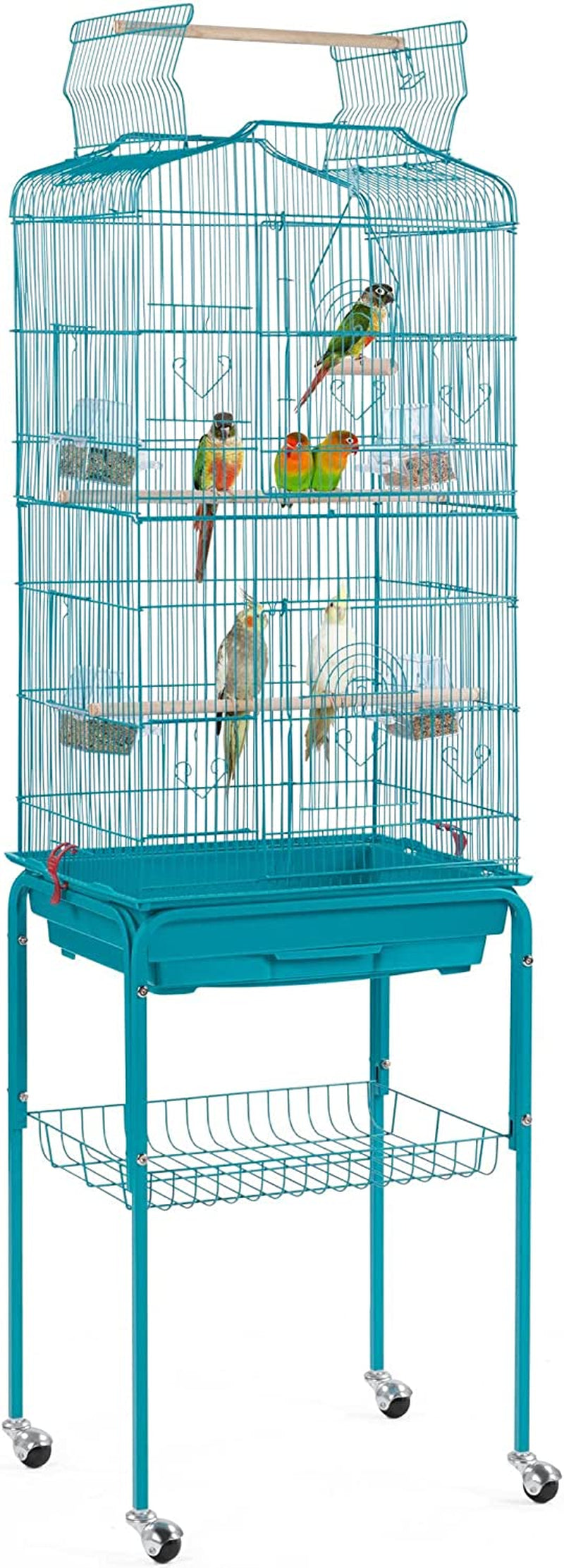 "🏡✨ Elevate Your Feathered Friends' Home! Check out this 64'' Open Top Metal Bird Cage with Rolling Stand - Perfect for Lovebirds, Finches, and Cockatiels! 🦜❤️ #BirdCage #PetLovers"