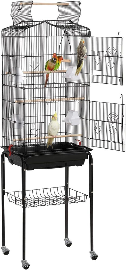 "🏡✨ Elevate Your Feathered Friends' Home! Check out this 64'' Open Top Metal Bird Cage with Rolling Stand - Perfect for Lovebirds, Finches, and Cockatiels! 🦜❤️ #BirdCage #PetLovers"