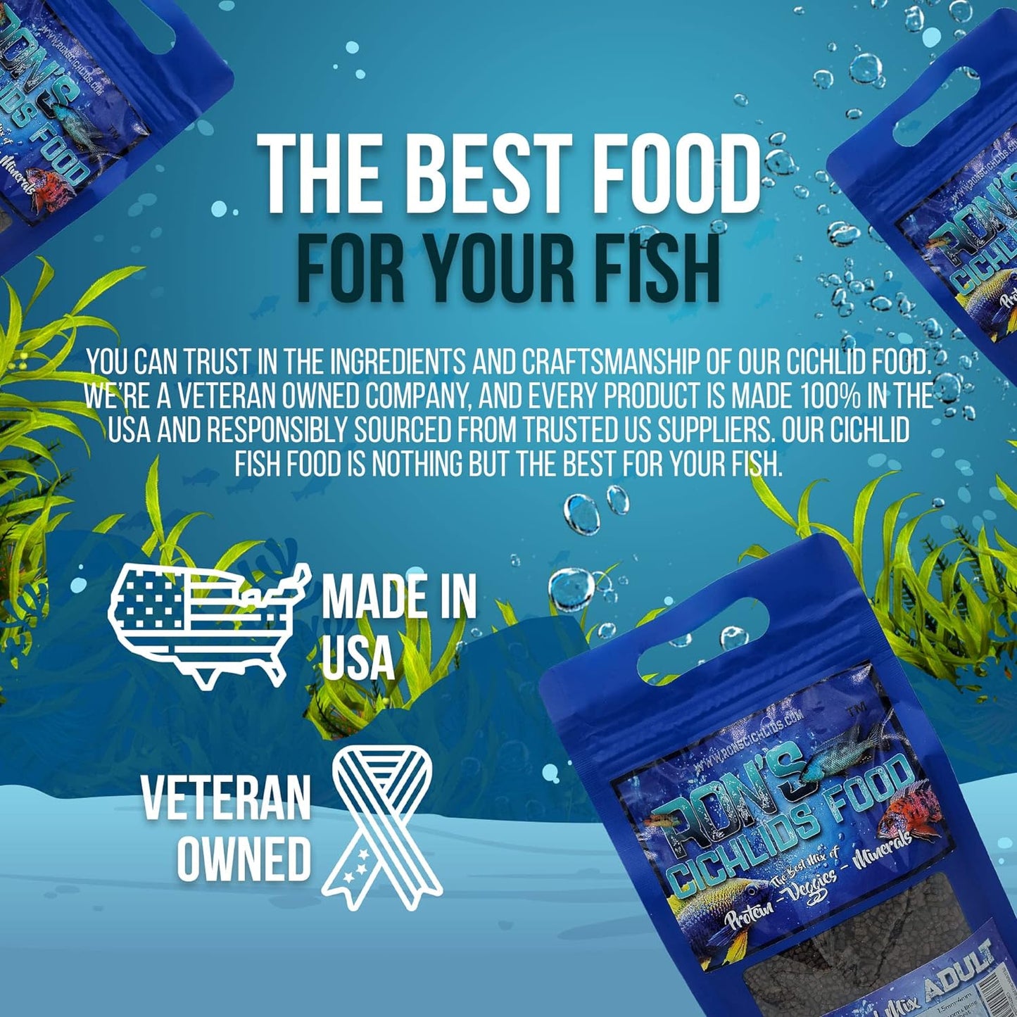 🌟 Feed Your Fish Right! 🐠 RON'S CICHLIDS Premium Tropical Fish Food Pellets - Packed with Protein, Veggies & Fruits for Healthier, Brighter & Bigger Cichlids! 🌈💧 8 OZ Juvie Blend! #AquariumLife #FishFood #Cichlids