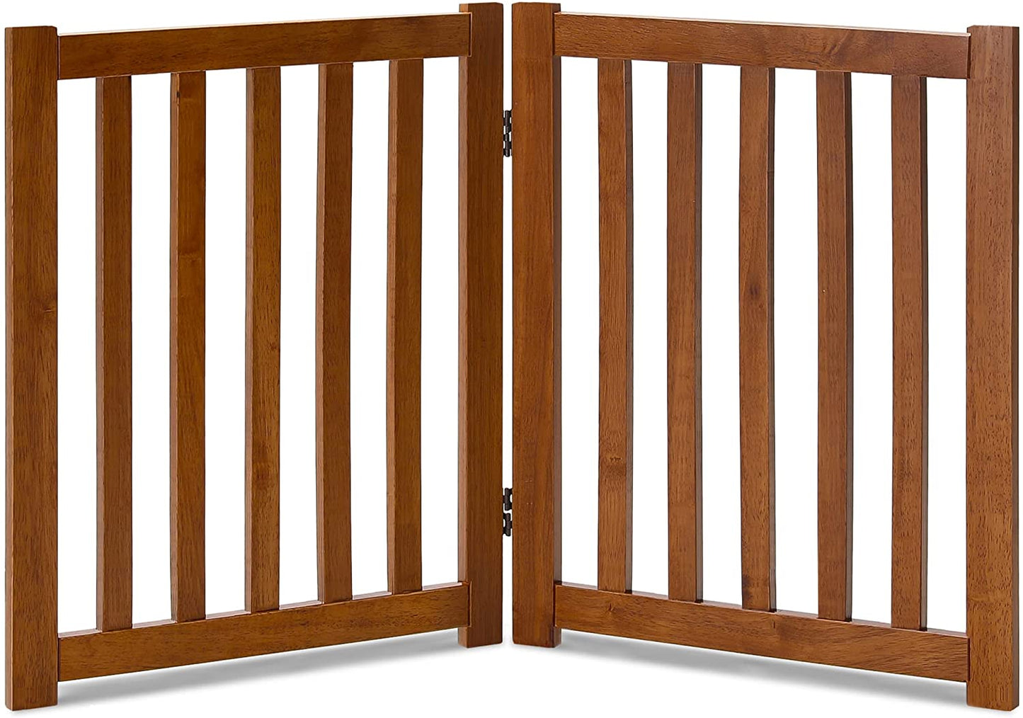 "Keep Your Furry Friends Safe with the Stylish LZRS Freestanding Hardwood Pet Gate! 🐾✨ Perfect for Doorways & Stairs - 24" Height, 2 Panels of Natural Wood! #PetSafety #HomeDecor"