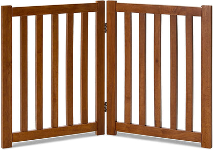 "Keep Your Furry Friends Safe with the Stylish LZRS Freestanding Hardwood Pet Gate! 🐾✨ Perfect for Doorways & Stairs - 24" Height, 2 Panels of Natural Wood! #PetSafety #HomeDecor"