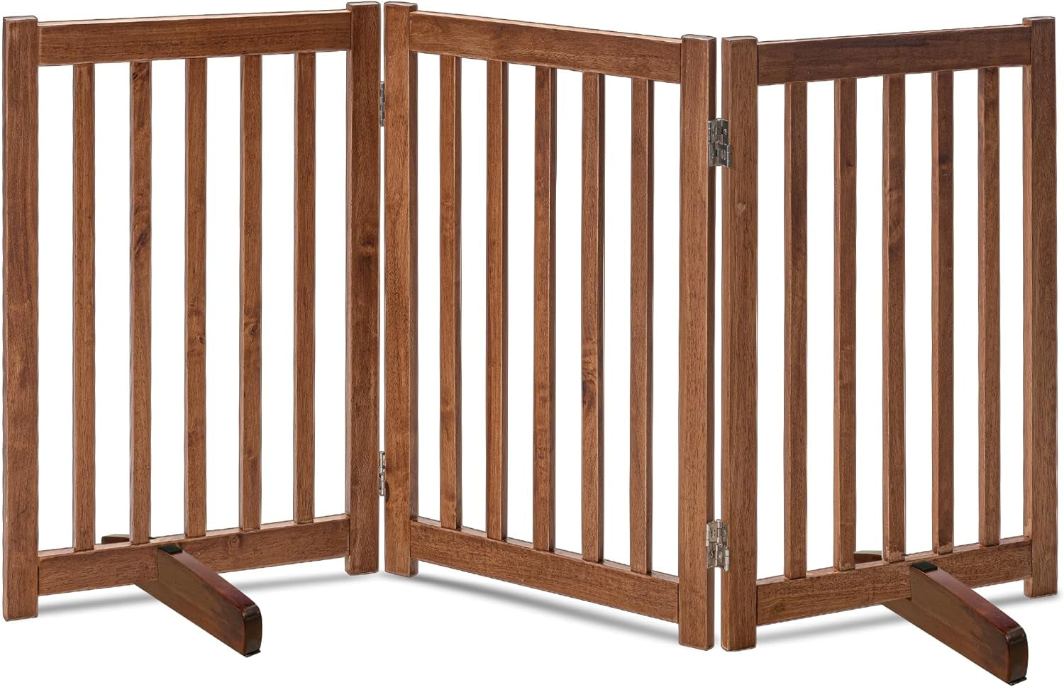 "Keep Your Furry Friends Safe with the Stylish LZRS Freestanding Hardwood Pet Gate! 🐾✨ Perfect for Doorways & Stairs - 24" Height, 2 Panels of Natural Wood! #PetSafety #HomeDecor"