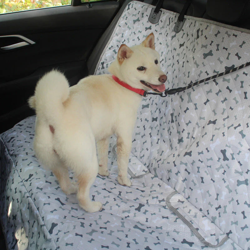 Back Seat Cover for Dogs - Cute Seat Protector, Bone Pattern, Oxford Fabric