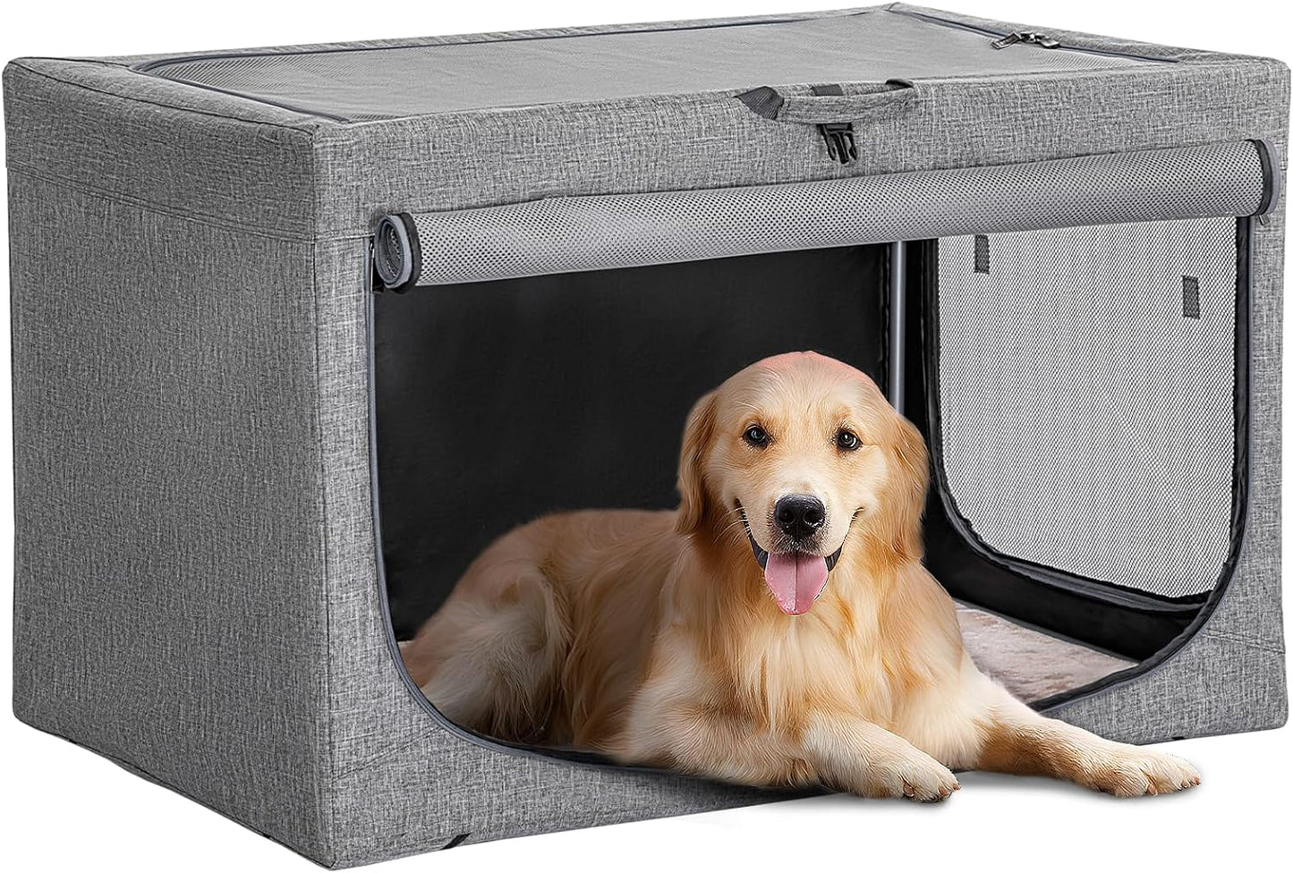 "🐾 Travel in Style with the Petsfit 24" Soft Dog Crate! 🐶✨ Adjustable, Chew-Proof Mesh Windows & Cozy Mat – Perfect for Indoor & Outdoor Adventures! 🏕️🖤 #PetTravel #DogLovers"