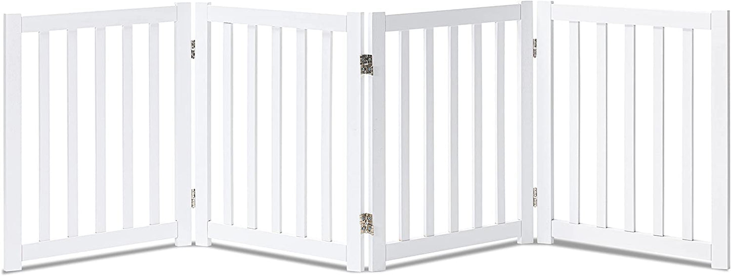 "Keep Your Furry Friends Safe with the Stylish LZRS Freestanding Hardwood Pet Gate! 🐾✨ Perfect for Doorways & Stairs - 24" Height, 2 Panels of Natural Wood! #PetSafety #HomeDecor"