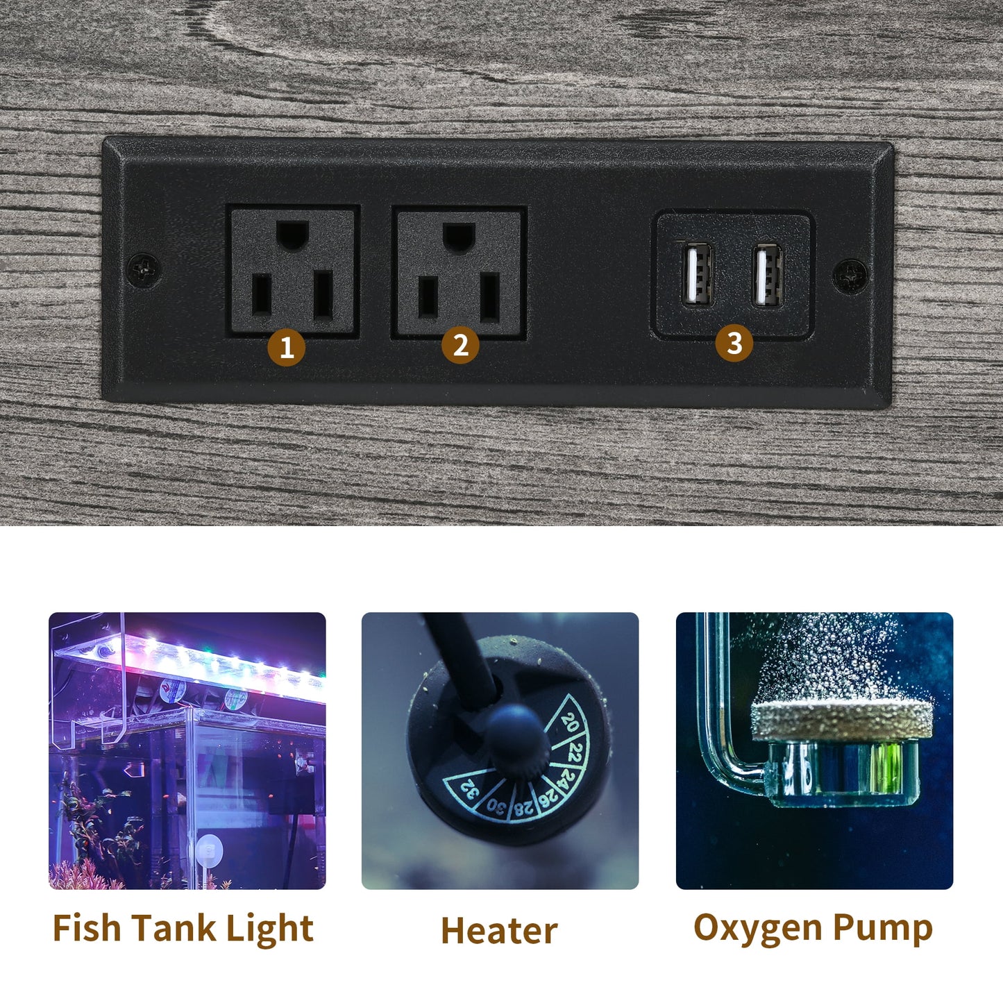 🌟 Transform Your Aquarium Setup! 🌊 Dextrus Metal Fish Tank Stand with Power Outlets & LED Light - Perfect for 40-50 Gallon Tanks! 💡🛠️ Supports up to 880LBS! Stylish Gray & Black Design! 🐠✨ #AquariumLife #DextrusStand