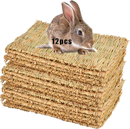 "🐰🌿 Cozy Grass Mat for Your Furry Friends! Perfect Chew Toy & Bed for Rabbits, Guinea Pigs, Chinchillas, Hamsters, and More! 🐹💕"