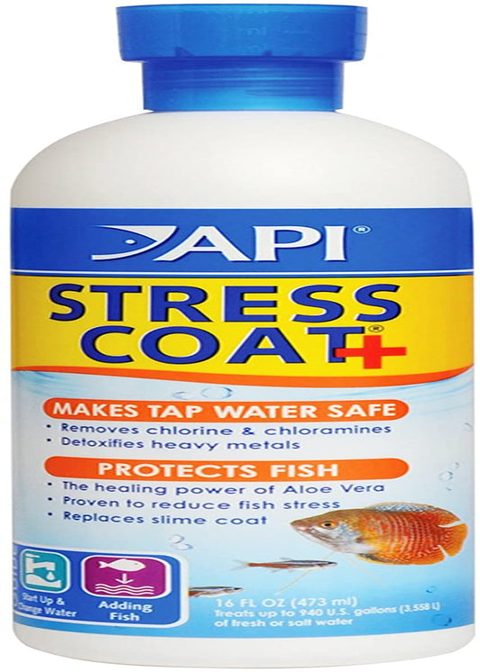 🌊🐠 Transform your aquarium with API STRESS COAT! 🐟✨ 16 oz of ultimate water conditioner for happy, healthy fish! 💧💙 #AquariumCare #FishTankEssentials