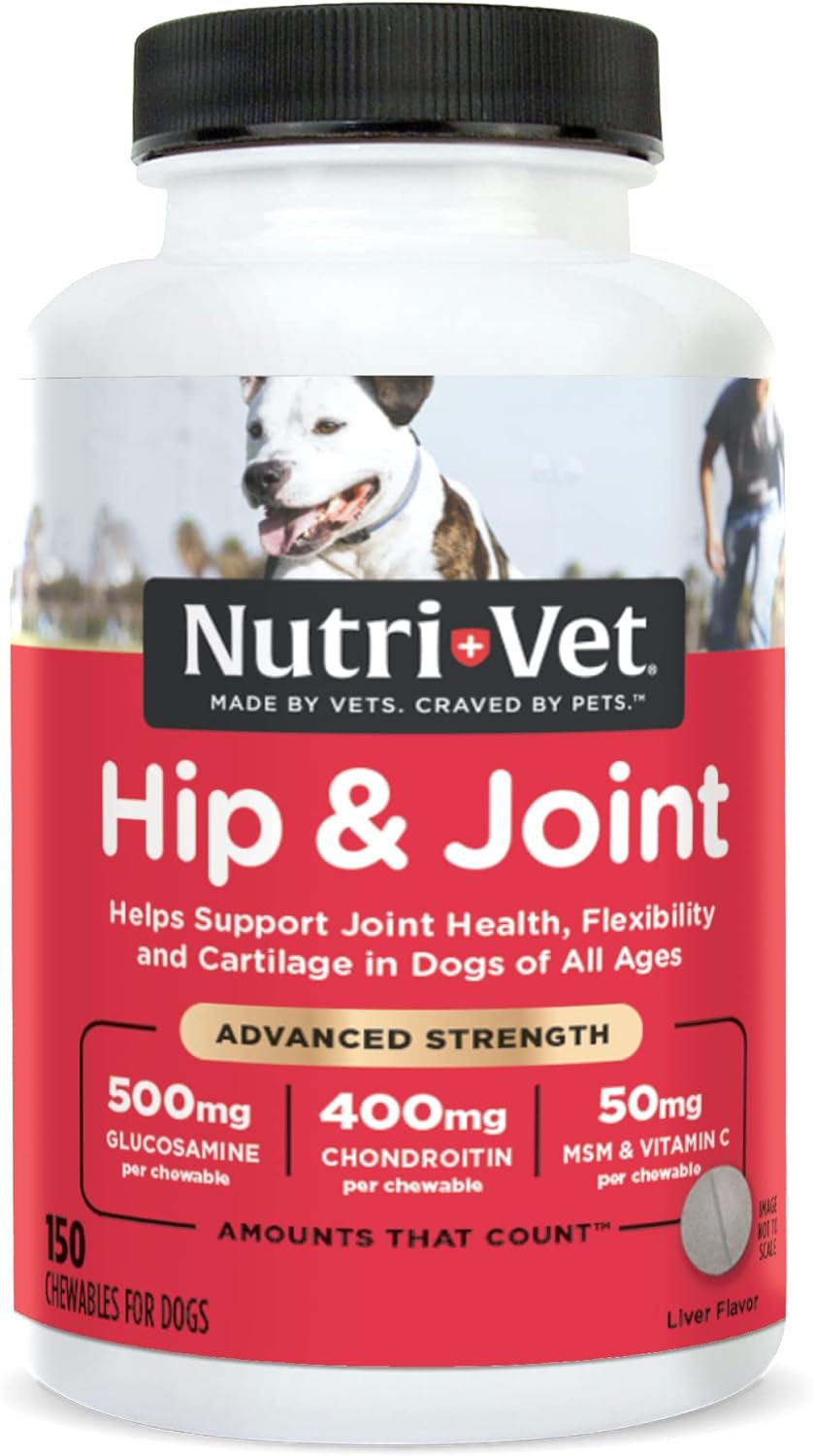 "Give Your Pup the Gift of Mobility! 🐾 Nutri-Vet Advanced Hip & Joint Chews with Glucosamine & Chondroitin - 300 Tablets of Happy, Healthy Joints!"