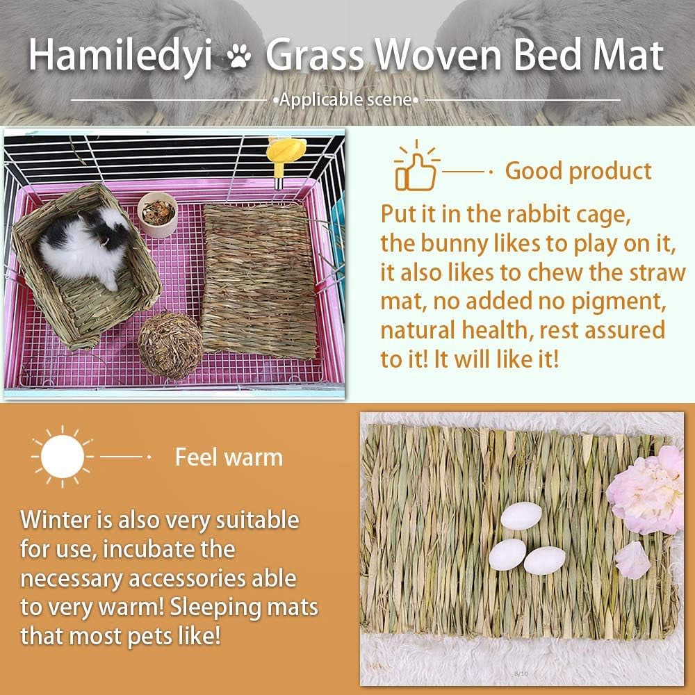 "🐰🌿 Cozy Grass Mat for Your Furry Friends! Perfect Chew Toy & Bed for Rabbits, Guinea Pigs, Chinchillas, Hamsters, and More! 🐹💕"